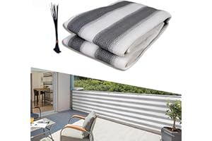 51buyoutgo Grey Balcony Privacy Screen, 300x90 cm Balcony Privacy & Protective Screens, Apartments Railing Privacy Cover for Patio Deck Fence