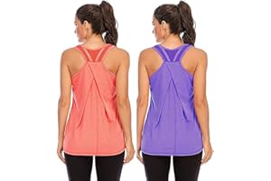 Nekosi Women's Workout Gym Tank Tops Yoga Sports Vest Loose Fit Sleeveless Mesh Backless Running Activewear