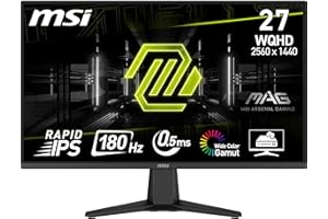 MSI MAG 275QF Écran Gaming 27" WQHD - Dalle Rapid IPS 2560 x 1440, 180 Hz / 0,5 ms (GtG, Min.), Gamme de Couleurs sRGB 101%, AMD FreeSync, HDR Ready - DisplayPort 1.4, HDMI 2.0b (WQHD 144Hz)