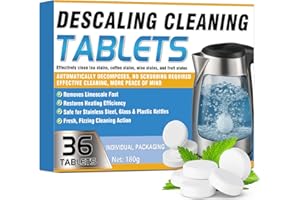 WANSIVEN Wansive Kettle Descaler Tablets, 36 Packs Powerful Limescale Removal, Effectively Removes Limescale from Kettles, Coffee Makers, Irons, and Shower Heads