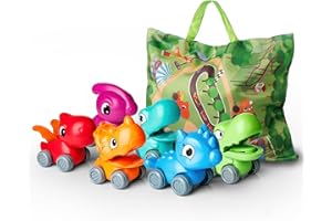lerrbo 6 voitures dinosaures Avec carte|Bolsa de Almacenaje|Juguetes de Bebé para Niño de 1 Años|Regalo de Cumpleaños de Niño de 1 Años para Regalos de Primer Cumpleaños para Niños
