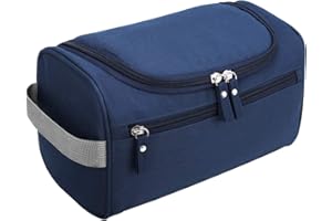 DOKPAV Trousse de Toilette Organisateuer de Toilette Sac de Toilette Homme Femme étanche Kit de Rasage Cosmétique Organisateur avec Crochet et Poignée pour Voyage Gym Business et Vacance Bleu