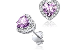 ChicSilver Orecchini Argento 925 con Pietre di Nascita 12 Mesi a Forma Cuore con Confezione Regalo