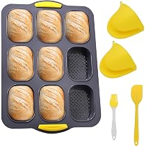 2 Moules à Pain En Silicone Mispudin - 6 Cavités | Antiadhésif, Résistant à La Chaleur | Pour Baguettes, Gâteaux