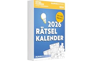 ‎ALPHA EDITION Alpha Edition - Rätselkalender 2026 – Tagesabreißkalender 15×21 cm mit 365 Knobel- & Denksportaufgaben, abwechslungsreicher Tischkalender zum ... für Rätsel-Fans: Detox für die grauen Zellen