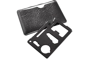 NOTRASH2003 2 pezzi multifunzione per carte di credito multifunzione in acciaio inox 11 in 1, strumento multifunzione in formato carta di assegno, strumento esterno con sega, coltello, apribottiglie, argento