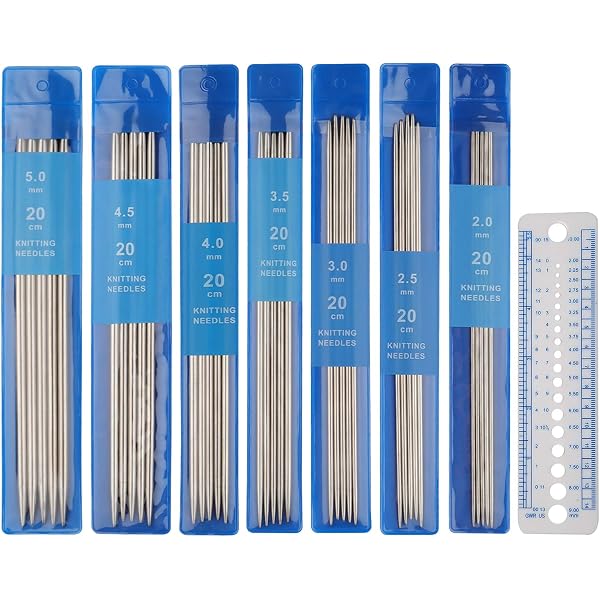Set Di 35 Ferri Da Maglia in Acciaio Inox a Doppia Punta Con