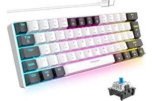 ZIYOU LANG 60% Tastiera Meccanica da Gioco RGB Retroilluminato Interruttore Blu Mini Ultra-Compatta USB a Digitare-C Cablato 100% Anti-Ghosting per Windows Mac PC Laptop PS4 XBox Gamer Viaggi(Bianco e Nero)