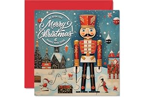 Stuff4 Weihnachtskarten für Damen und Herren – Der Nussknacker – Merry Xmas Weihnachtskarte für Schwester, Bruder, Cousin, Onkel, Tante, Mutter, Vater, Oma, Großvater, 145 mm x 145 mm, einzelne