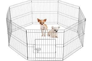 Yaheetech 8-częściowy kojec dla szczeniaków, wybieg, płot dla szczeniąt, kotów, szczeniaków, królików, z drzwiczkami, każdy panel ok. 61 x 61 cm