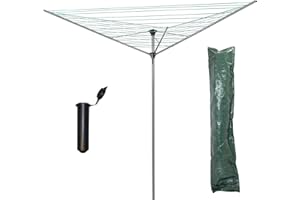 Marko Homewares 3 Arm 34M Rotary Airer Clothes Dryer Outdoor Laundry Washing Line FREE Cover & Ground Socket