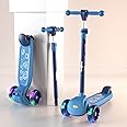 Baybee Blaze Storm Skate Scooter for Kids 3 Wheel Kids Scooter with 4 Height Adjustable Handle Kick Scooter with LED PU Wheels & Rear Brake | Runner Scooter for Kids 3 to 8 Years Boy Girl (Blue)
