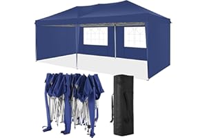 TOOLUCK Gazebo 3x6 with 4 Removable Sidewalls Pop up Gazebo for Parties Waterproof UPF50+ Protection Commercial Gazebo with Carry Bag, Navy Blue