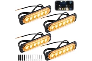 Pmqs 4 Stück 6 LED Frontblitzer, Frontblitzer Orange 12V/24V, Blinklicht Stroboskop Warnlicht, Led Warnleuchte für Truck Traktor LKW Auto Emergency Gabelstapler