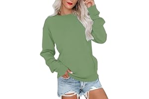 PLOKNRD Womens Sweatshirts Crew Neck Ladies Jumpers Long-Sleeve Casual Tops with Pockets