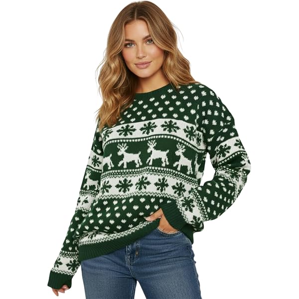 Maglione Natalizio Uomo – Lavorato A Maglia Con Bambi, Renna E Fiocchi Di Neve – Colore Nero - 2