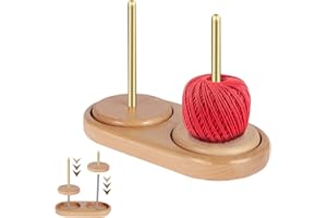Fyeme Dérouleur de laine en bois - Support de pelote de laine rotatif - Base stable - Roulement à billes - Cadeau pour les amateurs de tricot (B)
