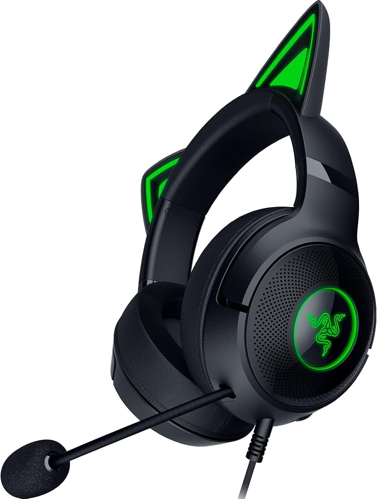 Razer Kraken Kitty V2 - Kablolu RGB Kulaklık Kedi Kulaklı (Reaktif Akış Aydınlatması, Razer HyperClear Mikro, TriForce 40 mm Sürücü, 7.1 Surround Ses) Siyah
