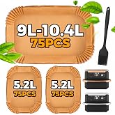 225 Piezas Papel Freidora Aire para Cosori 10L, Accesorios Freidora de Aire Papel Air Fryer Cuadrado Para Ninja Flex Drawer D