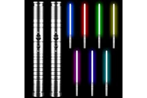 Wisbecost 2 Pièces Lightsaber, RGB-LED 7 Couleurs Sabre Laser avec Poignée en Métal, Soundfonts de Combat Simulés, Cadeaux de Noël & Jedi Knight Cosplay丨Chargement USB(77cm Darth-Gris)
