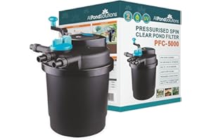 AllPondSolutions Pressurised Koi Fish Pond Filter with UV Steriliser – All in one UV Pond Filter System - Easy to Clean & Maintain - for Outdoor Ponds Up to 5000 litres - PFC-5000