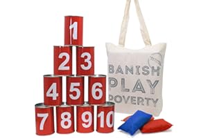 Big Game Hunters Tiro al Barattolo Gioco del Bersaglio - Mira al Barattolo - Lattine di Metallo E Borse da Lancio in Tessuto - Tin Can Alley (Rosso)