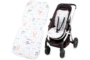 TOTSY BABY coussin de poussette - enfant ensemble universel Coussin de siège respirant avec protection de ceinture 75 x 35 cm Minky Grisâtre Hiboux