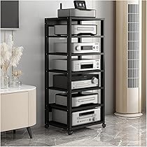 Mobile Hi-Fi Rack Regolabile Con Ripiani - Torre Per Audio/Video Con Ruote E Dissipazione Calore - Foto 2