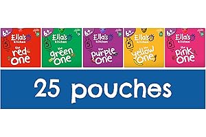 Ella's Kitchen Organic Fruit Smoothie Assortment, (Red, Purple, Green, Yellow and Pink), Pack of 25 Pouches
