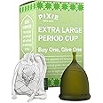 Pixie Menstrual Cup - No Metals or Toxins - 100% Medical-Grade Silicone - Ranked 1 for The Most Soft Reusable Period Cup - Wear 12 Hours - Tampon Alternative - Buy One We Give One (XL)