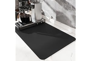 SOQKEEN Tappetino Scolapiatti 30x40cm Nero, Super Assorbente, Antiscivolo, Arrotolabile per Macchina Caffè, Piano Cucina