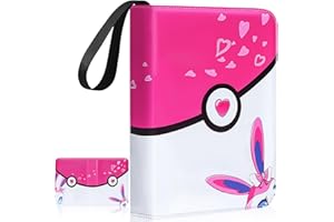 Classeur de Cartes avec 4 Poches, Album de Cartes Zippé Pouvant Contenir 504 Cartes 63 Porte Cartes Amovibles, Cadeau pour Filles et Garçons(Rose)