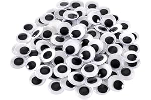 JANYUN 100 Stück 20mm Wackelaugen Selbstklebend Groß Schwarz Weiße Augen für DIY Handwerk Dekoration (20 mm)