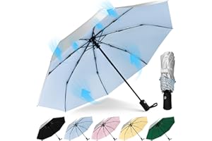 HEXSOLID 42/46 Inch UV Schirm Regenschirm Sturmfest Sonnenschirm Hand Automatik Umbrella Regenschirm Reise Winddichter Wasserdicht Mit 8 Rippen für Herren und Damen
