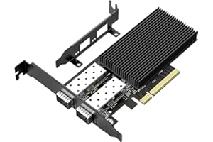 10Gb SFP+ PCIe NIC Network Card with Dual 10Gbps SFP+ Port, Intel 82599(X520-DA2) Chip, VIMIN 10G Ethernet LAN Adapter Support Windows7/8/10/11/Linux/VMware, Compatible with PCI Express X8 & X16