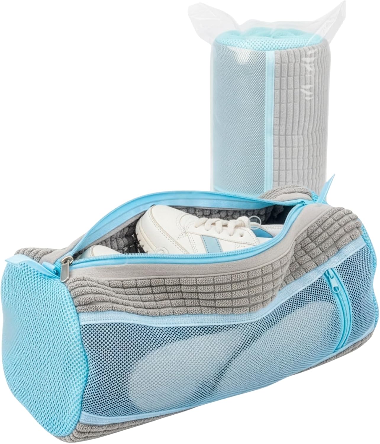 Bolsa Lavadora Zapatillas Premium, 1 Bolsa para Lavar Zapatillas en Lavadora con Chenilla 360°, Reutilizable, Malla Reforzada, Cremallera Oculta, Funda para Lavar Zapatos en Lavadora, Protección Total