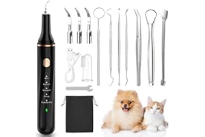 GÉNÉRIQUE Kit de Nettoyage Tartre Dentaire à Ultrasons pour Chien et Chat, Detartreur Brosses à Ultrasonique Dents Détachant Nettoyeur, 5 Modes de Nettoyage et 4 Têtes de Nettoyage pour Pet Animaux de Compagnie