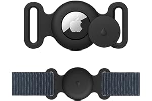 PANJAL Silicone AirTag Case for Dog & Cat Collars - Waterproof, Lightweight & Flexible AirTag Holder - Attach with Puppy Loop, School Bag Straps (Small, Black)