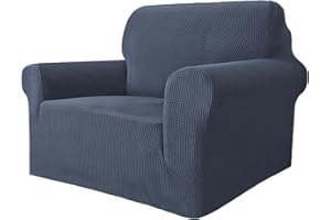 ‎GRIFEMA GRIFEMA High Stretch Sofabezug 1 Sitzer Sofaüberwurf Jacquard Elastische Sofahusse für Wohnzimmer Protector für Hunde Haustiere, Grau
