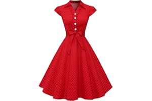 Wedtrend Robe de cocktail à manches courtes pour femme - Style rétro années 1950 - Rockabilly swing, Bleu marine