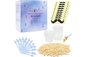 ‎EOPUOZS EOPUOZS Nose Wax Kit, Nasenhaar Wachs, Nasenwachs mit 100g Wachsbohnen, 20 Nasenhaarstäbchen, 10 Behältern, 1pcs 100 ml Messbecher, 10 Bartaufkleber, Nasenhaarentferner Wachs für Männer und Frauen