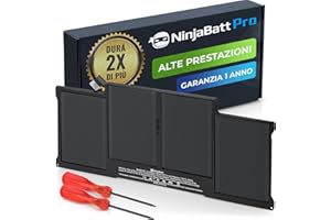 NinjaBatt batteria A1466 A1496 per MacBook Air 13 Inch [2010 2011 2012 2013 2014 2015 2016 2017 Years] A1369 A1405 A1377 - High Performance [7200mAh/55Wh/7.6V]