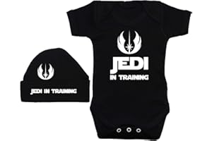 Acce Products Jedi in Training Baby Grow/Bodysuit/Romper/T-Shirt & Beanie Hat/Cap 0 to 12 Months