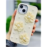 Go Aksesuar Iphone 14 Plus - 15 Plus ile Uyumlu T&uuml;l &Ccedil;i&ccedil;ek Tasarımlı Oyuncaklı Silikon Kılıf