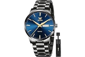 OLEVS Mens Watches Stainless Steel Waterproof Date Analog Quartz Watch Classic Luxury Dress Luminous Gold/Black/Blue/White Dial Wrist Watches for Men
