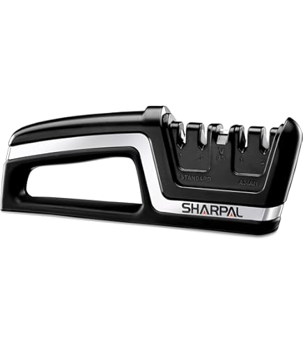 Alyvisun Keukenmessen Slijper,Professionele Handleiding 4 in 1 Messenslijper, Ergonomisch Handvat en Antislip Basis, voor Het Slijpen Van Keukenmessen, Schaar ect (Zwart