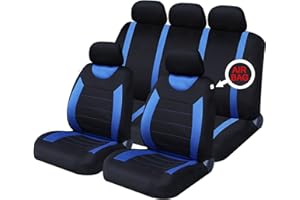 Xtremeauto Rallye Blue/Black Universal Car Seat Cover Protectors - Heavy Duty 9 Piece