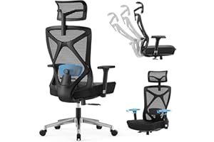 mfavour Ergonomic Office Chair Back Support, 3D Armrests Adjustable Desk Chair, Computer Chair Swivel Chair Executive Office Chair for Home Office Study Game with Load Capacity 150kg/330LBS
