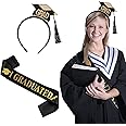 Graduation Cap Headband, Graduate Satin Sash with Letters, Graduation Hat Headband with Tassel Bachelor Hat Student Graduation Decoration Set for Graduation Ceremony Prime Adults Party Favors