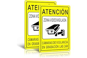 TAKULA 30 * 20CM Cartel Zona Videovigilada-Cartel Camara Vigilancia,2 Piezas Carteles Videovigilancia Reflectante de Aluminio,Carteles Alarma para Interior y Exterior